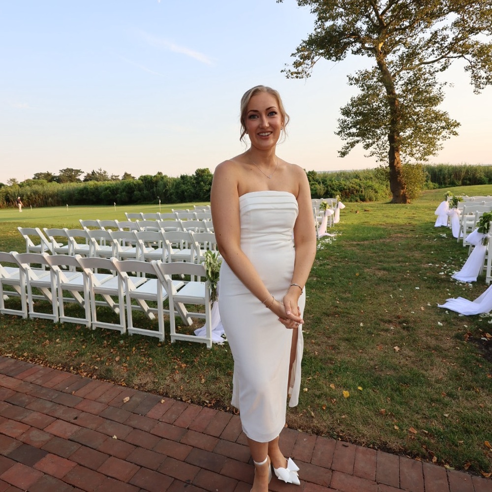 Lulus Fabulous Phenomenon White Strapless Bow Midi Dress